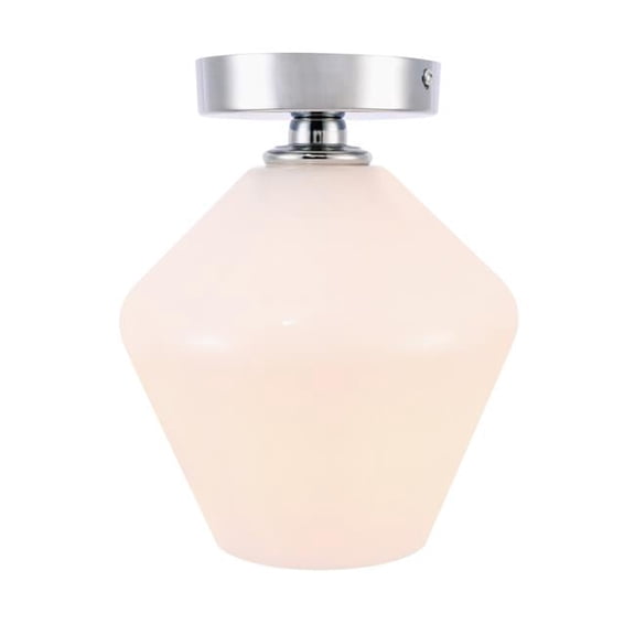 Gene 1 Light Chrome & Frosted White Glass Flush Mount