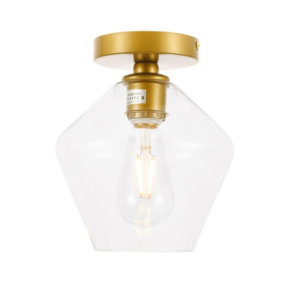 Gene 1 light Brass and Clear glass Flush mount