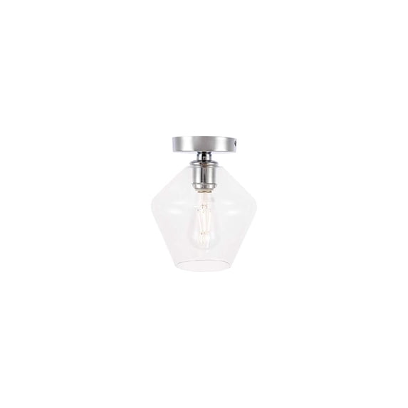 Gene 1 light Chrome and Clear glass Flush mount