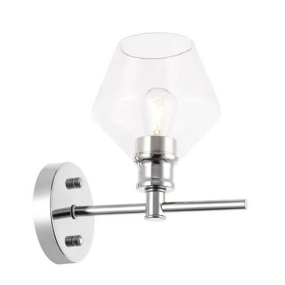 Gene 1 light Chrome and Clear glass Wall sconce