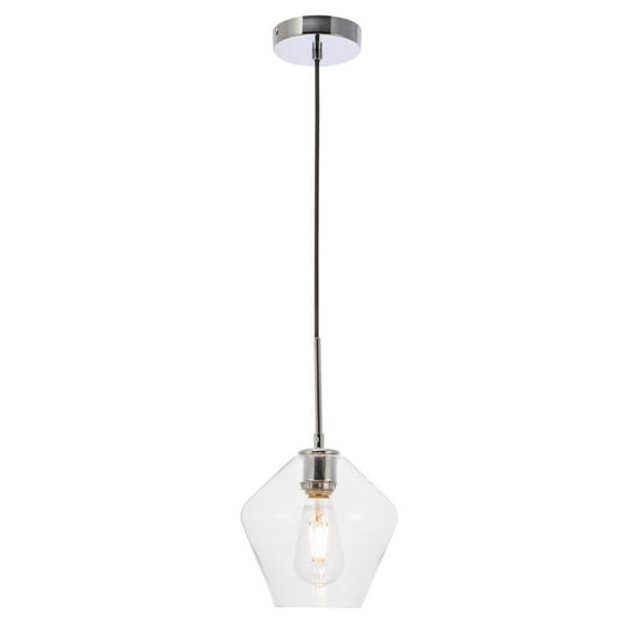 Gene 1 light Chrome and Clear glass pendant