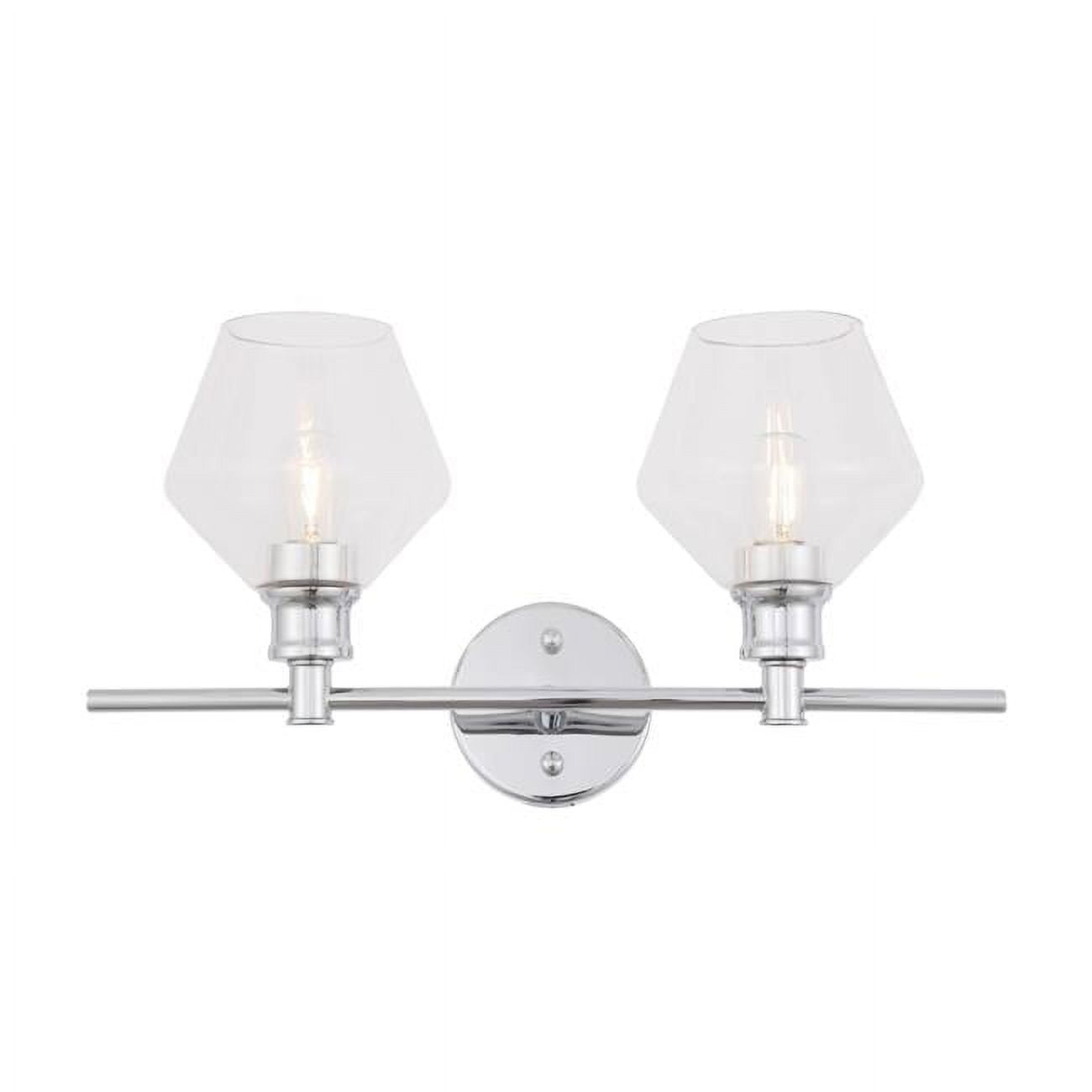 Gene 2-Light Chrome Wall Sconce with Clear Glass Shades