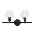 thumbnail image 1 of Gene 2 light Black and Clear glass Wall sconce, 1 of 15