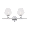 thumbnail image 1 of Gene 2 light Chrome and Clear glass Wall sconce, 1 of 15