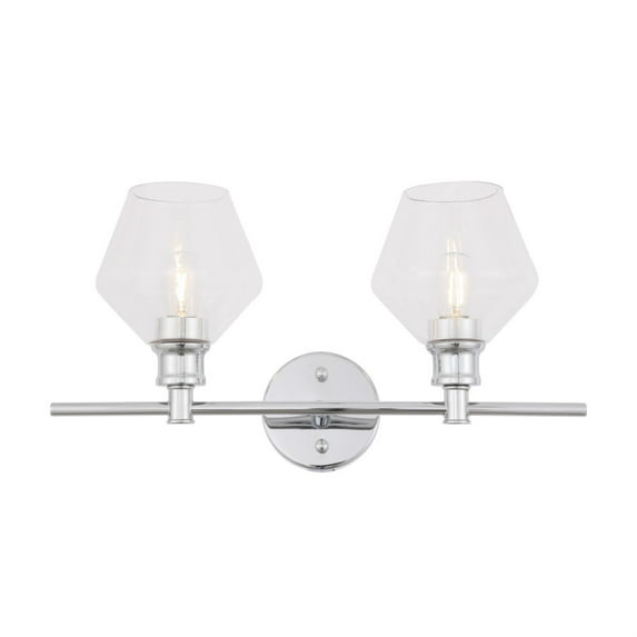 Gene 2 light Chrome and Clear glass Wall sconce