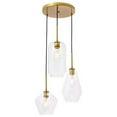 thumbnail image 1 of Gene 3 light Brass and Clear glass pendant, 1 of 4