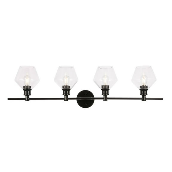 Gene 4 light Black and Clear glass Wall sconce