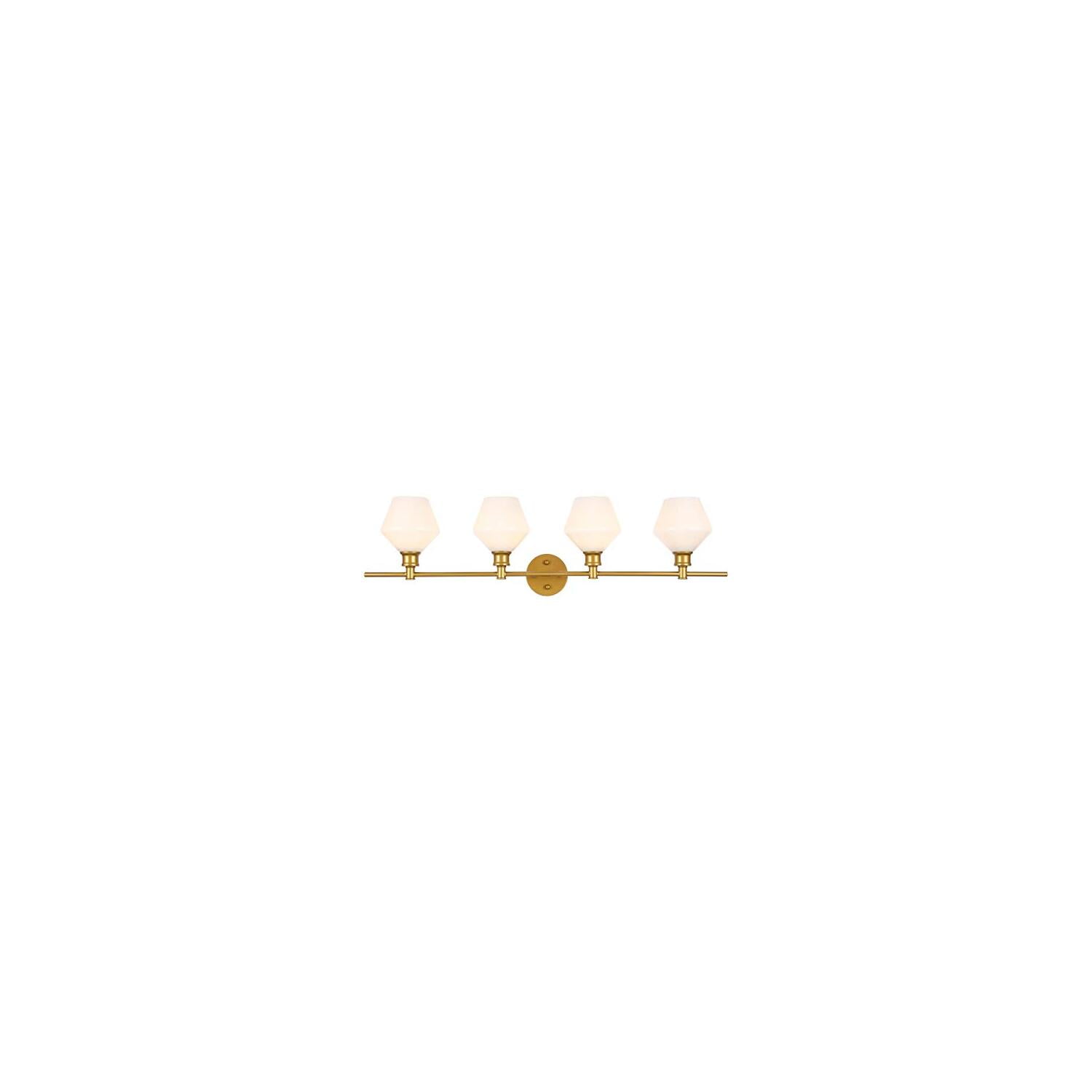 Gene 4-Light Brass and Frosted White Glass Dimmable Wall Sconce