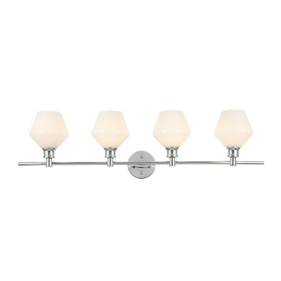 Gene 4 light Chrome and Frosted white glass Wall sconce