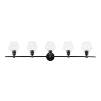 Gene 5 light Black and Clear glass Wall sconce
