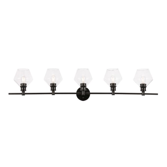 Gene 5 light Black and Clear glass Wall sconce