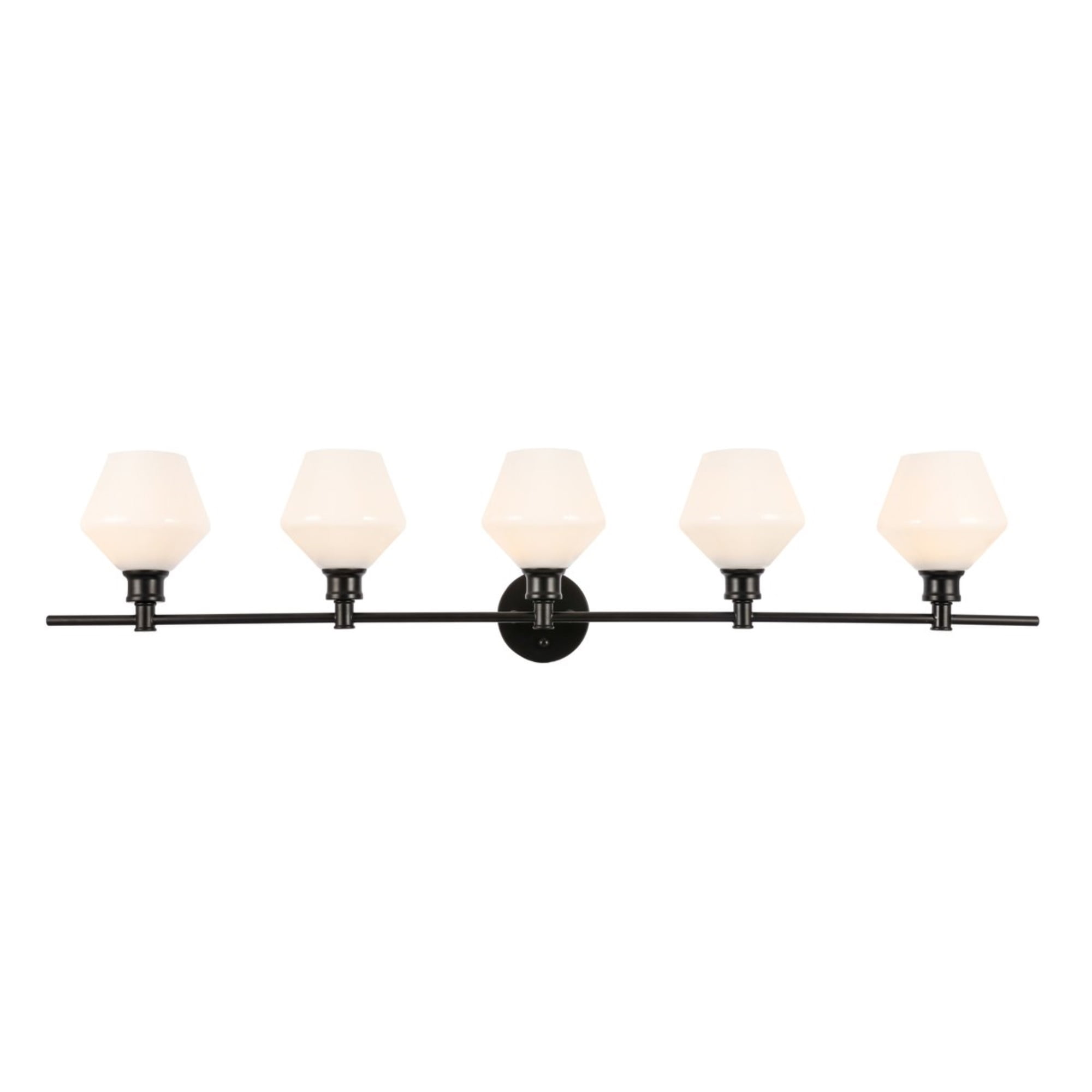 Gene 5-Light Industrial Black Wall Sconce with Frosted White Glass