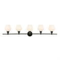 thumbnail image 1 of Gene 5 light Black and Frosted white glass Wall sconce, 1 of 5