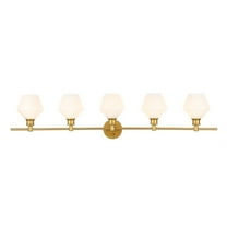 Gene 5 light Brass and Frosted white glass Wall sconce