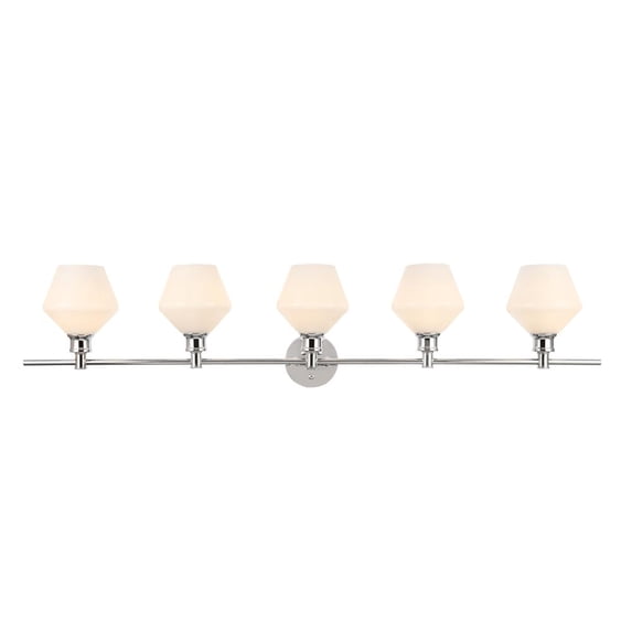 Gene 5 light Chrome and Frosted white glass Wall sconce