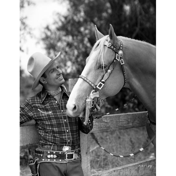 Gene Autry Petting a Horse in Western Outfit Photo Print (24 x 30)