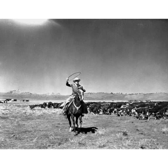 Gene Autry Riding a Horse and Spinning a Rope Photo Print (24 x 30)