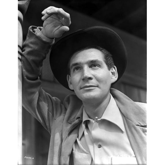 Gene Barry wearing a cowboy hat outdoors Photo Print (8 x 10)