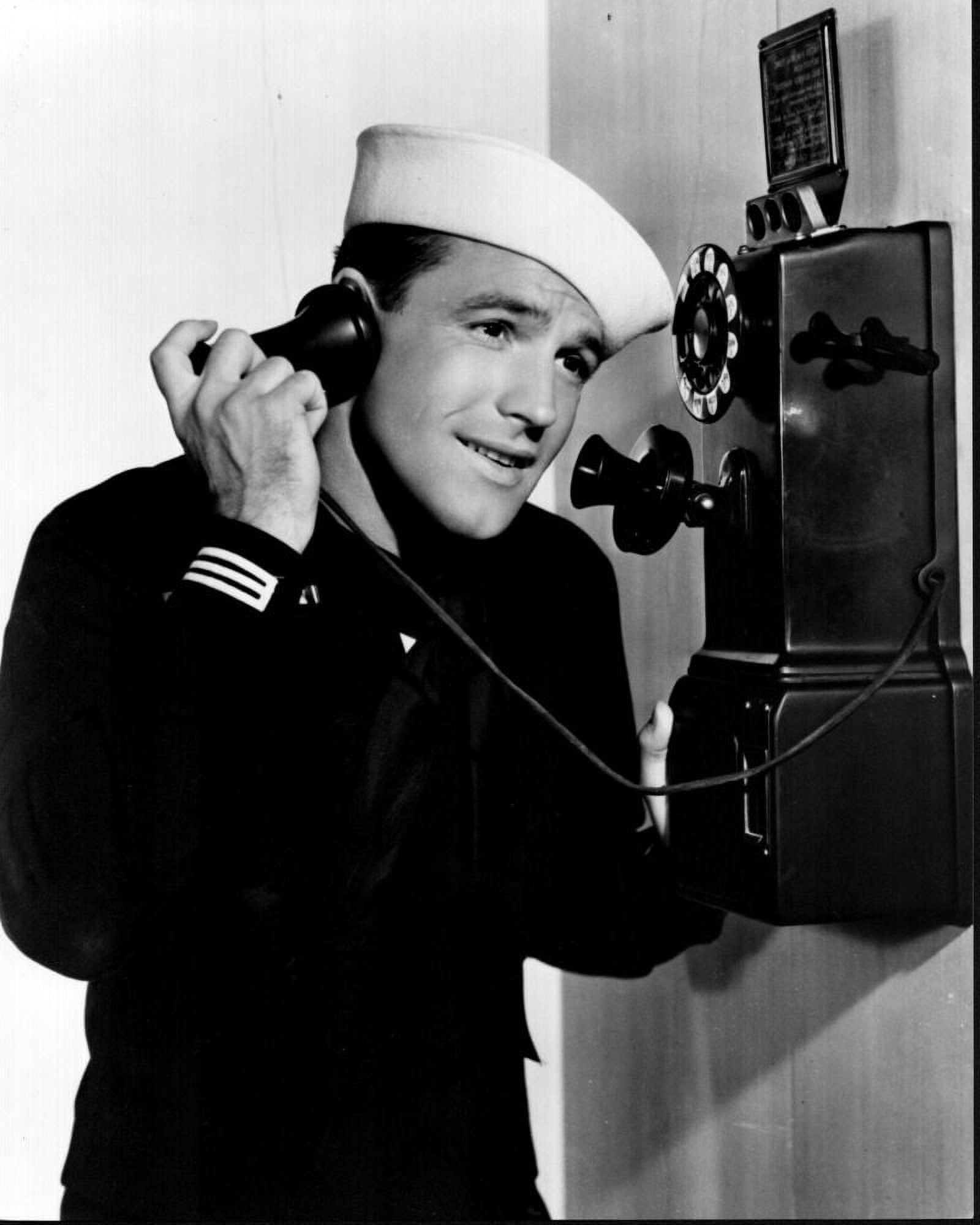 Gene Kelly In Uniform Using Telephone In Anchors Aweigh Black And White