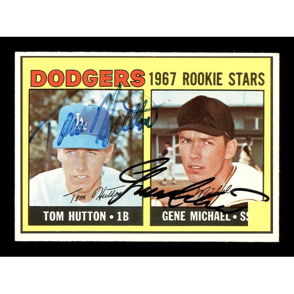 Gene Michael & Tom Hutton Autographed 1967 Topps Rookie Card #428 Los Angeles Dodgers SKU #178504