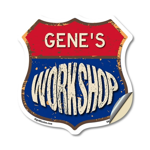 Gene's Workshop 18 inch X 18 inch Shield Shaped Heavy Duty 3.2 mil Vinyl Decal Weather Resistant, UV Protected To last, Gift for Dads and Uncles Classic Americana Crafted in the USA