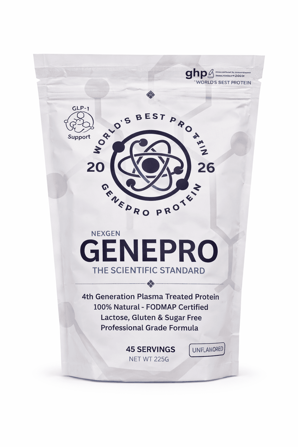 Genepro Whey Isolate Protein Powder Unflavored Gluten-Free 45 Servings