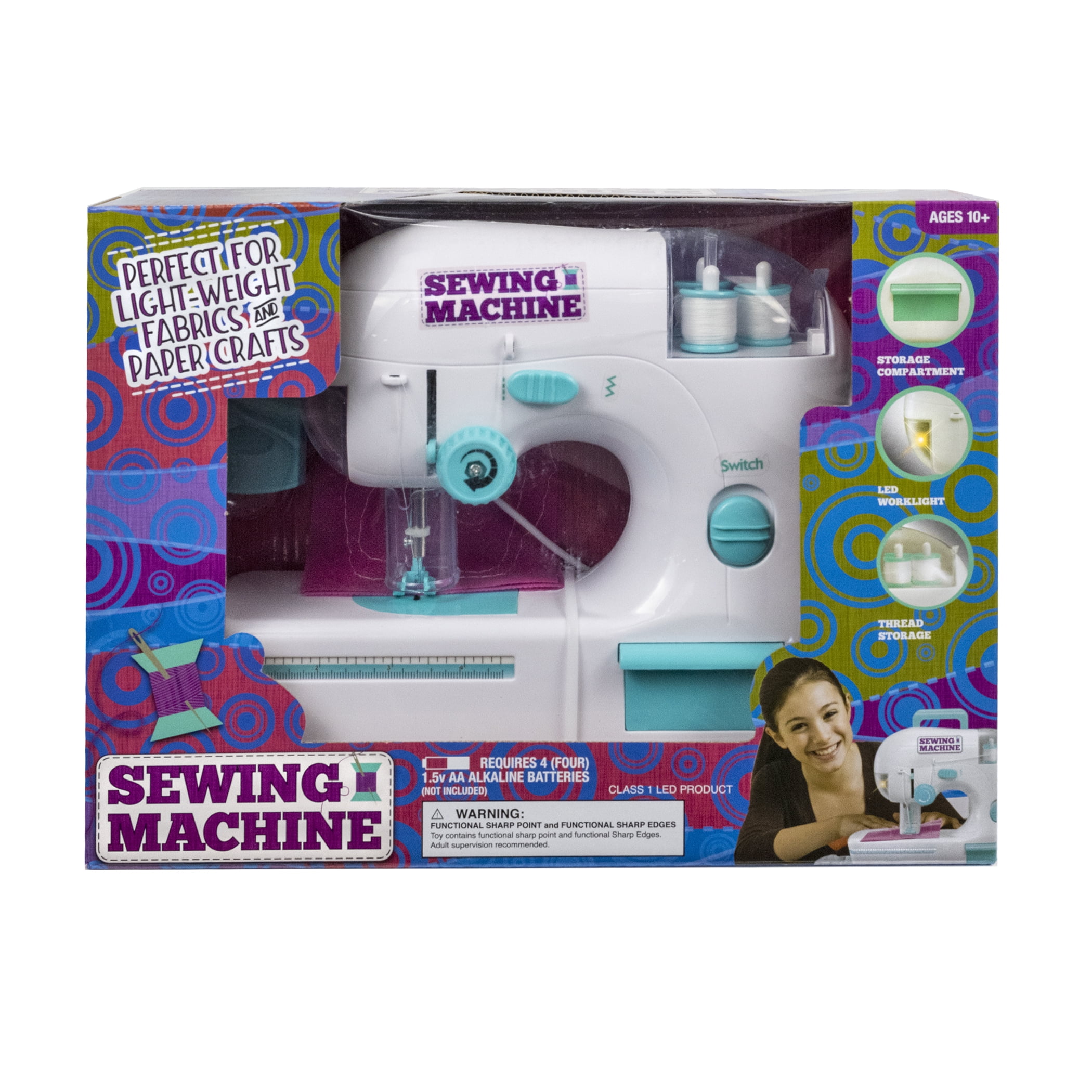 Made By Me My Very Own Sewing Machine, Battery Operated, Includes Spools of  Thread, Needle Threader, Fabric Sheets & More, Sewing Kit for Kids, Kids