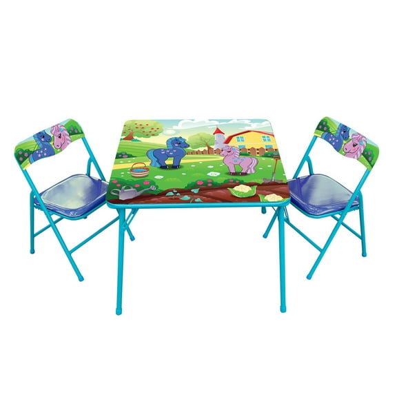 Gener8 Multicolor Pony Table & Chairs Set for Kids Ages 3-6, 24" x 24"