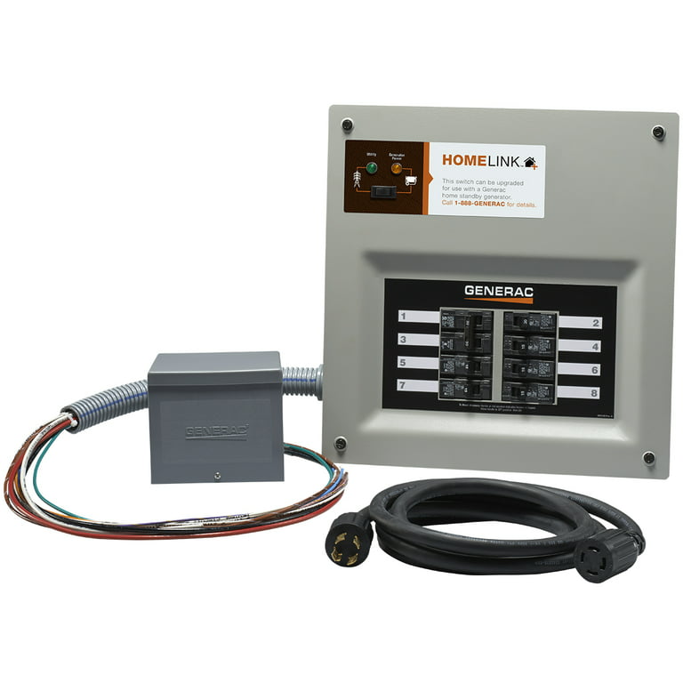 Generac 6853 Upgradeable 30A Homelink Manual Transfer Switch with Resin PIB  and Cord 