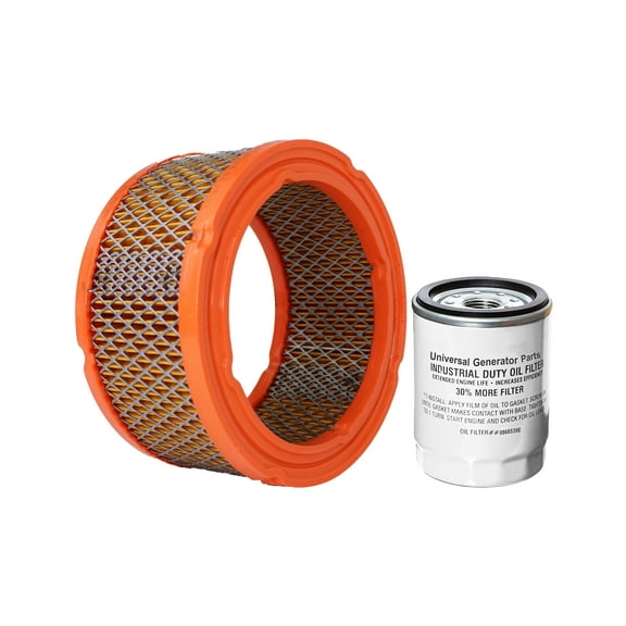 Generac Air Filter 0C8127 and Universal Generator Parts Replacement Oil Filter Sets for 070185E