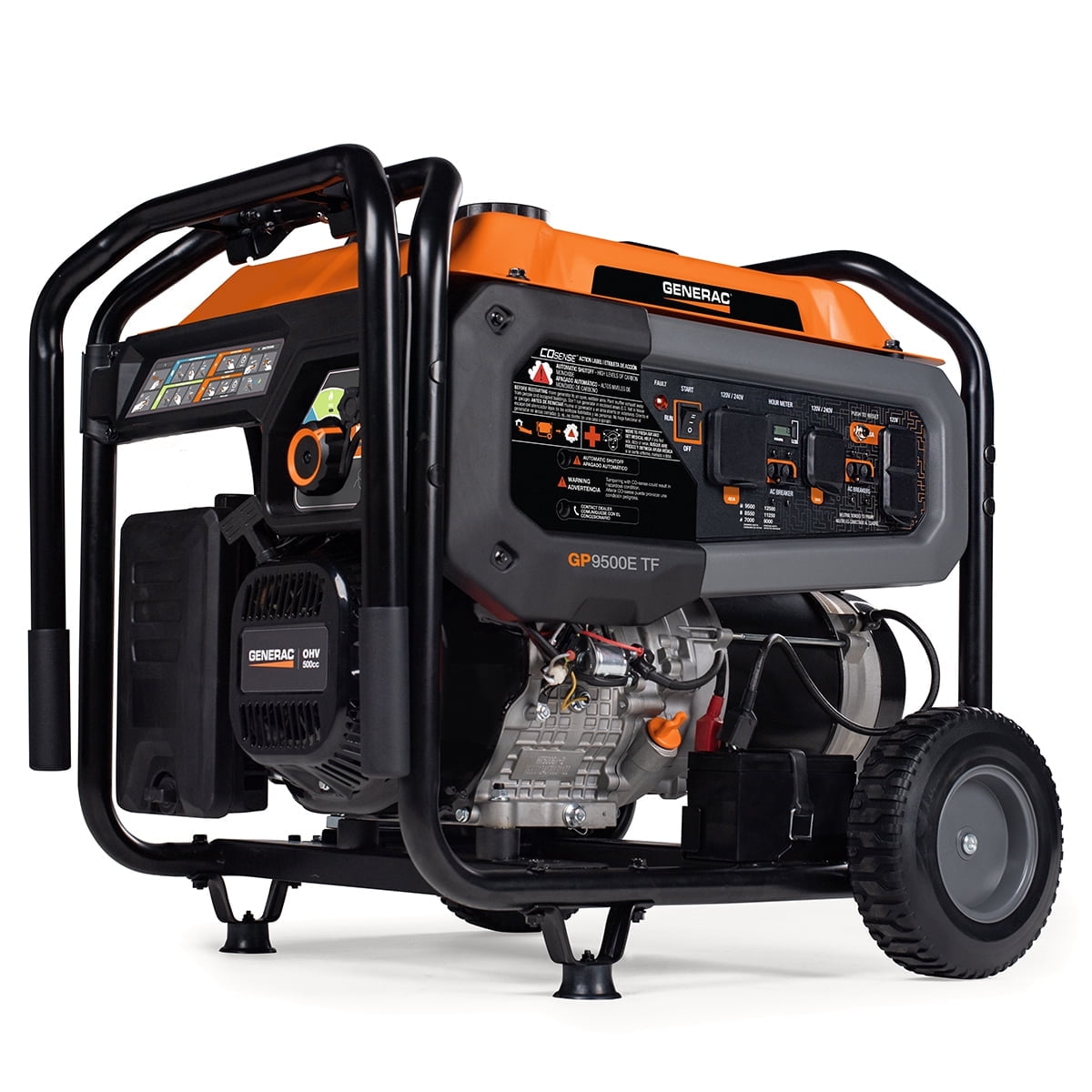 Generac GP9500E 9,500-Watt Tri Fuel Electric-Start Portable Generator with CO-Sense, 49-ST
