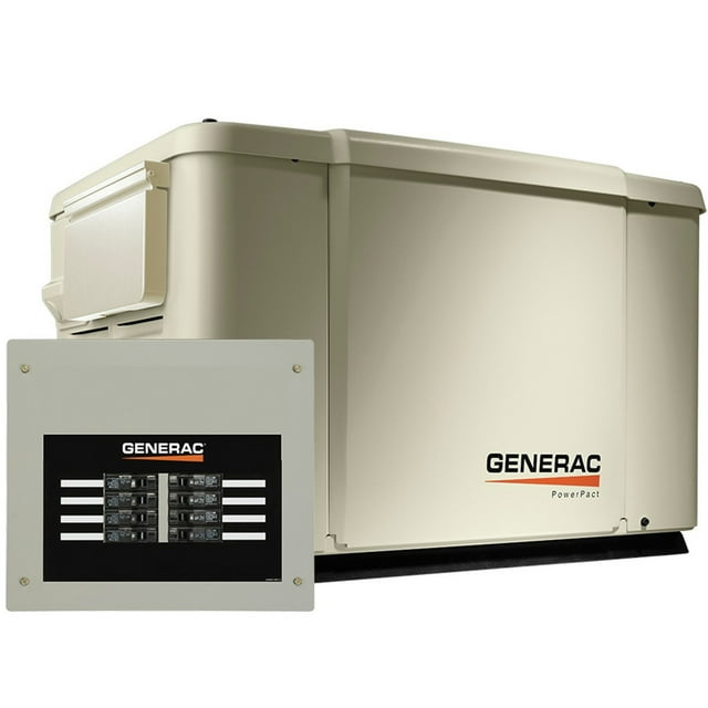 Generac PowerPact 7500/6000 Kilowatt, Air-Cooled Home Standby Generator with Automatic Transfer Switch, Non Portable, Model #6998