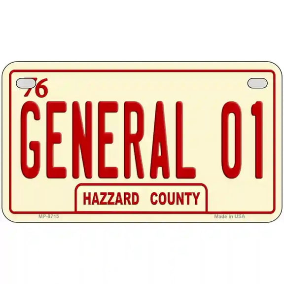 General 01 Metal Novelty License Plate 7" x 4" Motorcycle (MP)