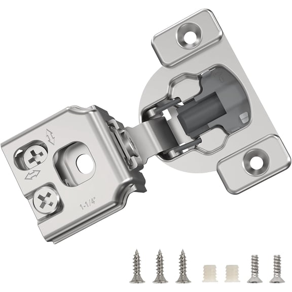 General 10 Pieces 1-1/4'' Overlay Concealed Face Frame Hinges, 105° Open Angle 4 Level Soft Close Screw On Compact Cabinet Hinge,for Face Frame Door, Soft Close On/Off Switch, Self Closing