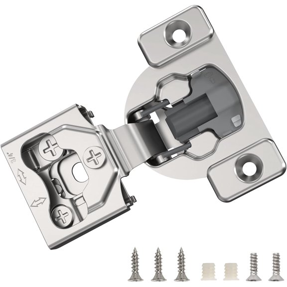 General 10 Pieces 3/4" Overlay Concealed Face Frame Hinges, 105° Open Angle 4 Level Soft Close Screw On Compact Cabinet Hinge,for Face Frame Door, Soft Close On/Off Switch, Self Closing