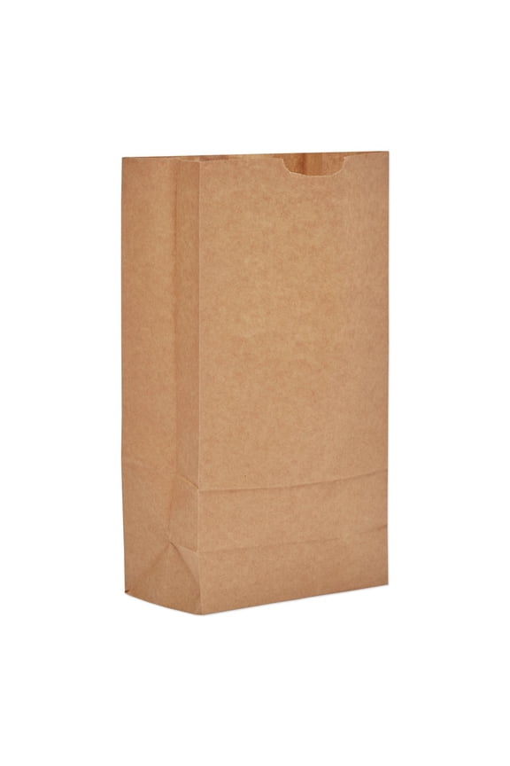 Paper Products 100310 7 in. x 4.38 in. x 13.75 in. #10 Size Grocery Paper Bags - Kraft (2000/Bundle)