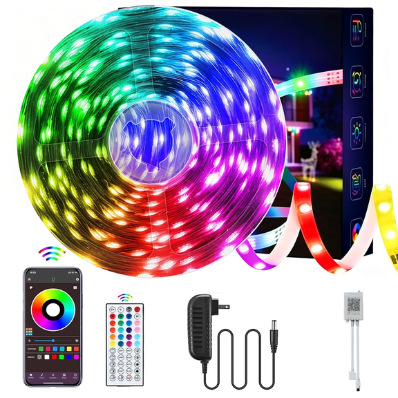 General 100ft LED Strip Lights(540 LED),Color Changing Music Sync with Remote Control,Timer Schedule,Led Lights for Room,Bedroom(APP+Remote +Mic)