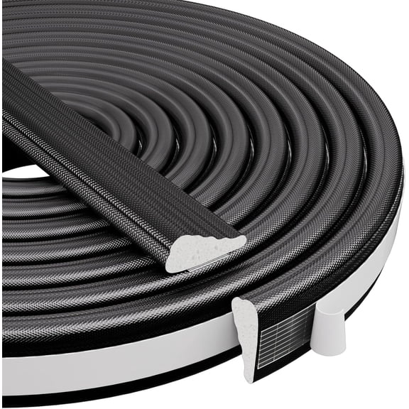 General 118” Wedge-Shape Foam Window Weather Stripping Door Seal Strip,Soundproofing Frame Insulation Tape for Exterior Front Door,Noise Cancelling Window Inserts,Door Gap Filler Light Blocker,Black