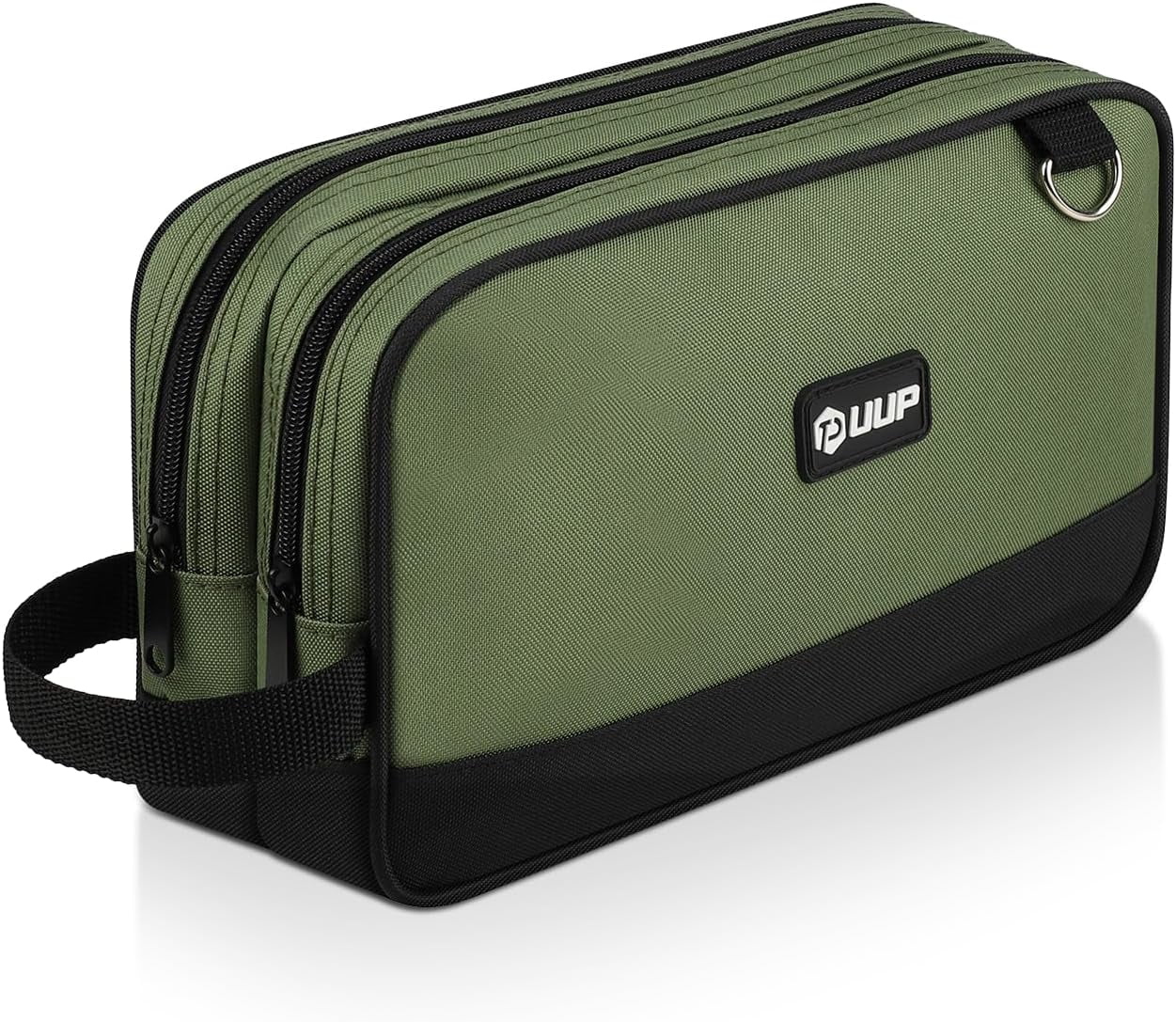 General 12 Inch Small Tool Bag, Zipper Tool Pouch Two Compartments Heavy Duty, Utility ToolBag with Carrying Handle D-Rings, Tools Storage Organizer for Electrician Mechanic, Gift for Men Dad,Green