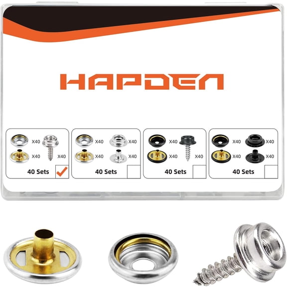 General 120 Pcs Snap Buttons,Snap Fasteners Kit 15mm Stainless Steel Snaps Marine Grade Boat Canvas Snaps,3/8" Socket Metal Snaps for Clothing Leather Boat Cover Fabric
