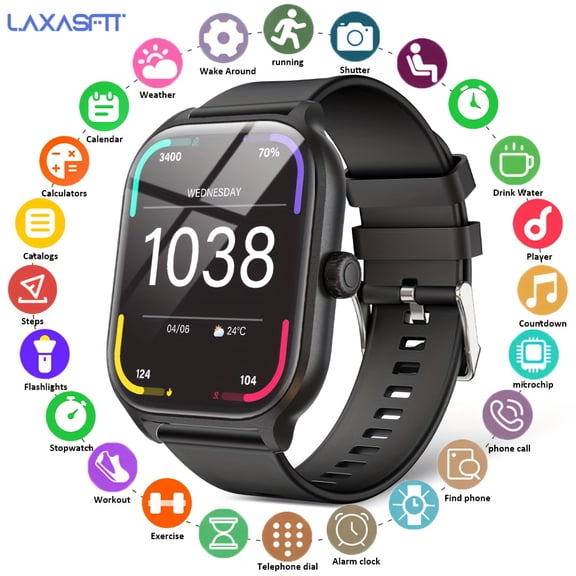 General 2.01 Smartwatch: Wireless Calling, IP68 Waterproof, 100+ Sports Modes, Sleep & Health Tracker, Magnetic Charging for Android/iOS, Unisex Design