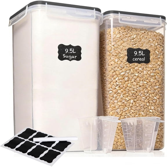 General 2 PC (9.5L | 321 Oz) Extra Large Airtight Food Storage Containers with Lids,Kitchen and Pantry Organization Plastic Containers for Flour,Rice,Cereal,Pasta,Sugar,dog food (Leakproof, BPA-Free)