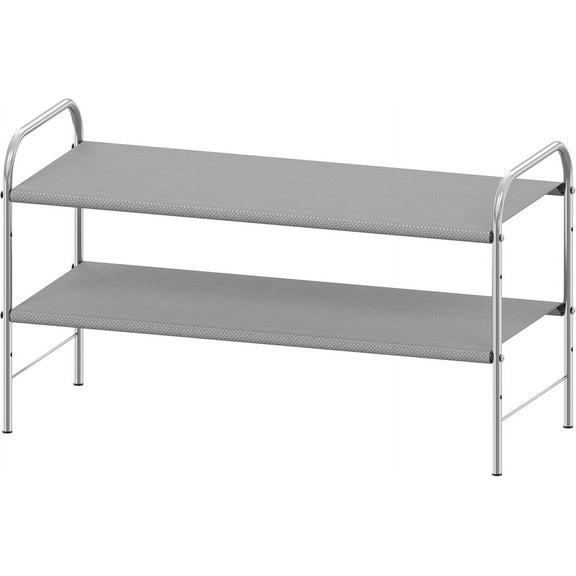 General 2-Tier Shoe Rack Storage Organizer, Grey