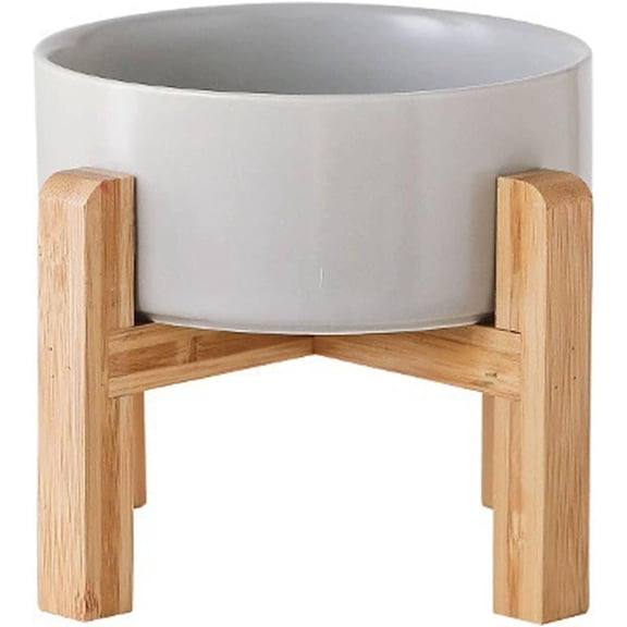 General 28 OZ Grey Elevated/Raised Ceramic Dog Bowl for Small and Medium Breeds, Dog Food Water Dish with Stand,Pet Feeding Bowl with Anti Slip Rubber for Cats Small and Medium Dogs (3.6 Cups)