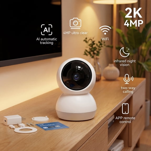 General 2K Monitor with Camera And Audio - Indoor Security Camera, AI Motion Detection, 2.4G/5G Wifi, Night Vision, 2-Way Talk, Cloud/Sd Storage