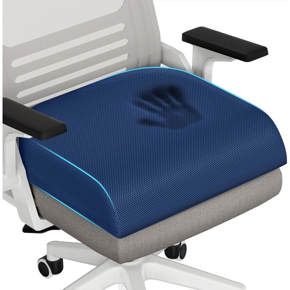 General 2XL Seat Cushion, Memory Foam Cushion for Long Sitting Hours on Office Chair, Car Seat, Non-Slip Chair Pad for Sciatica, Coccyx, Tailbone Pain Relief & Post-Surgery Recovery (Blue)