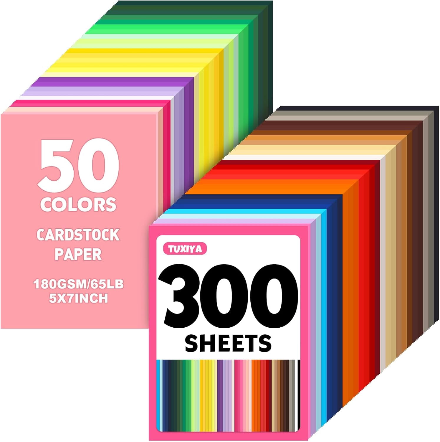 General 300 Sheets 5" X 7" Colored Cardstock, 50 Assorted Colors Construction Paper Card Stock Printer Paper for Printing, Card Making, DIY Crafts,School Supplies,Party Decorations (180GSM/65LB)