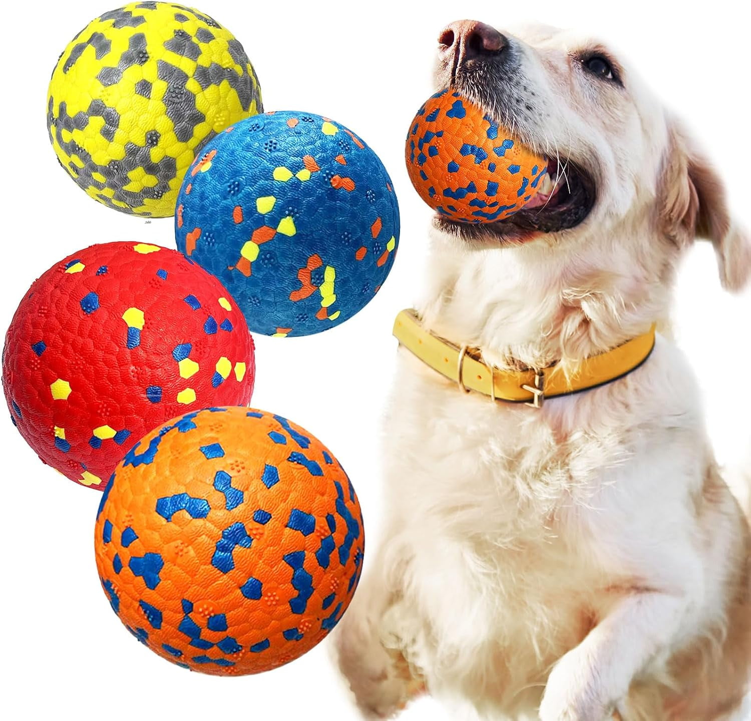 General 4 Pack Dog Balls Indestructible Dog Toys for Aggressive Chewers Durable Tough Tennis Balls Toys for Medium Large Dogs Outdoor Outside Fetching Toys for Big Dogs Chew Ball