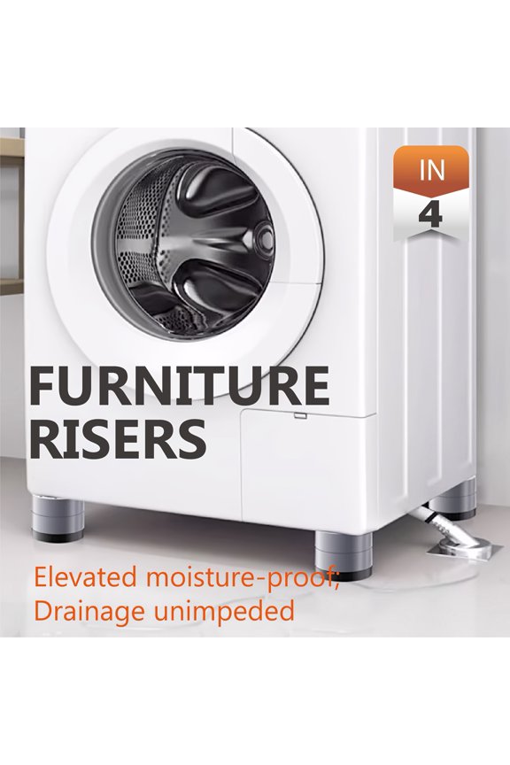 4 Pack Heavy Duty Adjustable Furniture Risers, Non-Slip Sturdy Plastic Elevators with 1.5/2.5/3.5 Inch Height Increase, for Couch Table Washing Machine, Leveling for Uneven Floors