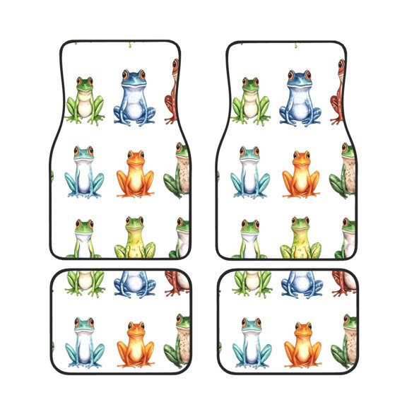 General 4pc Car Floor Mat Rubber Anti-Skid Waterproof To Keep The Car Clean Suitable For Cars, Trucks, Suvs Cartoon Funny Frog